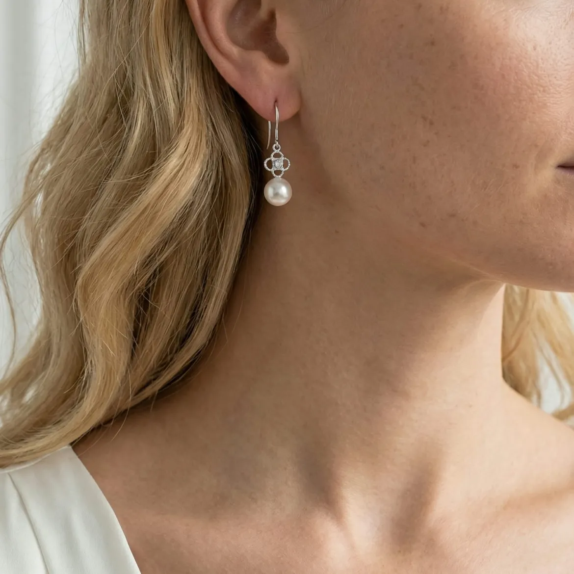 Akoya Pearl & Diamond Lacy Earrings