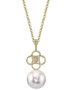 Akoya Pearl & Diamond Lacy Pendant