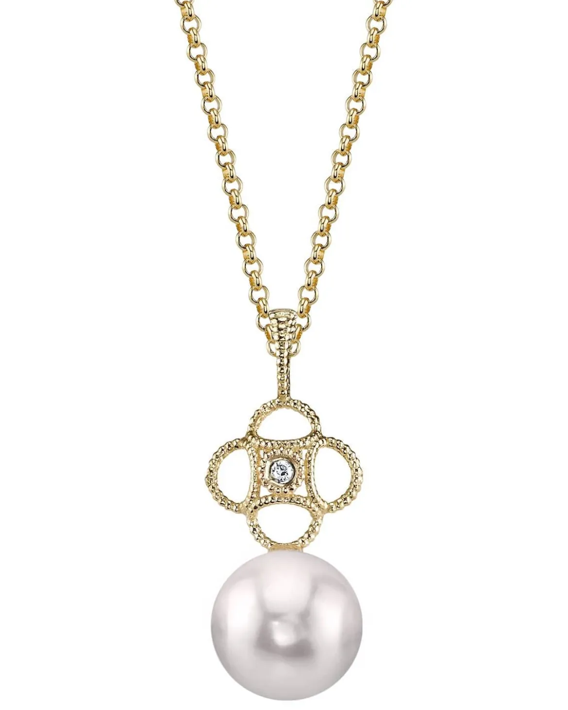 Akoya Pearl & Diamond Lacy Pendant