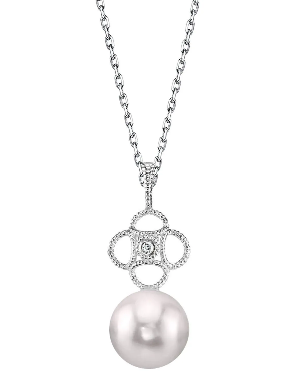 Akoya Pearl & Diamond Lacy Pendant