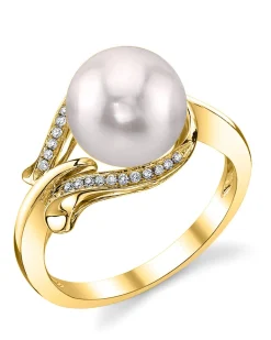 Akoya Pearl & Diamond Willow Ring