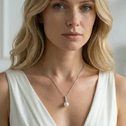 Akoya Pearl Dangling Diamond Pendant