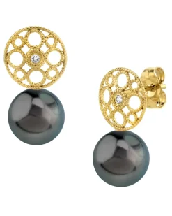 Back Tahitian Pearl & Diamond Faye Drop Earrings