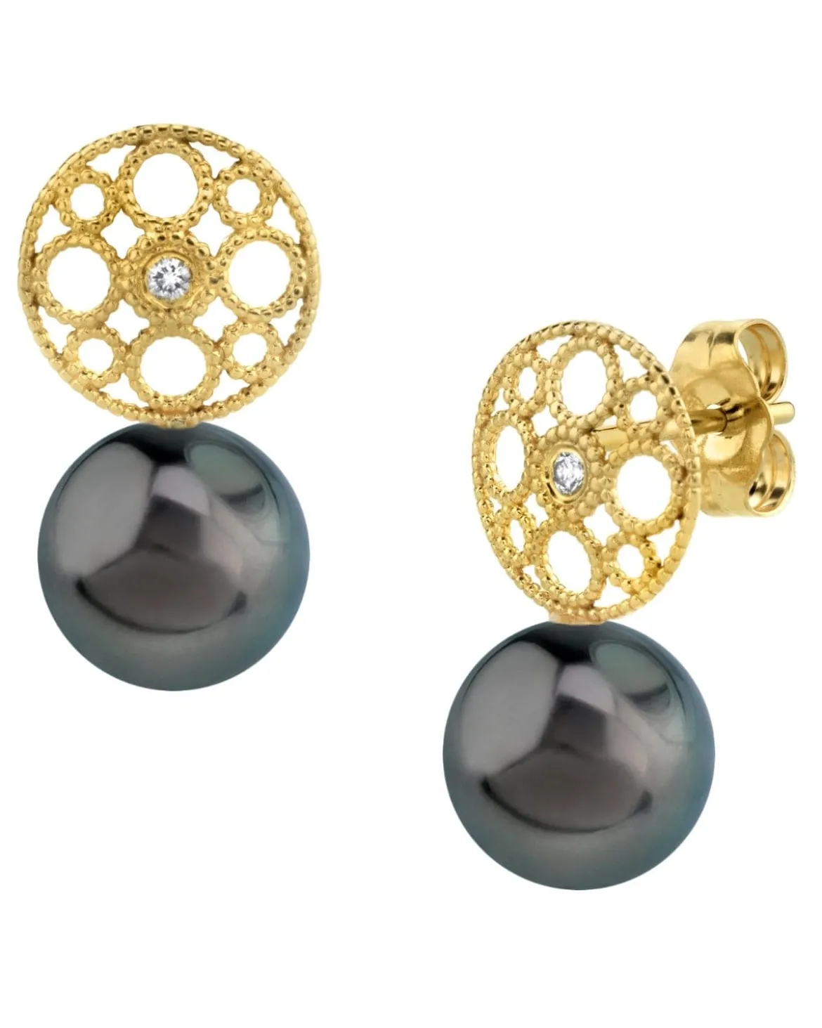 Back Tahitian Pearl & Diamond Faye Drop Earrings