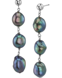 Black Freshwater Pearl Becca Earrings