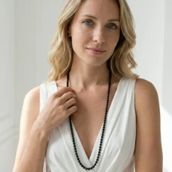 Black Japanese Akoya Pearl Opera Length Necklace - Choose Pearl Size