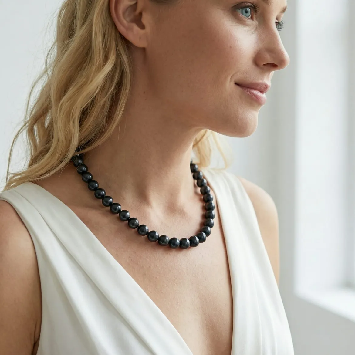 Black Japanese Akoya Pearl Necklace 8.0-8.5mm - AAA Quality