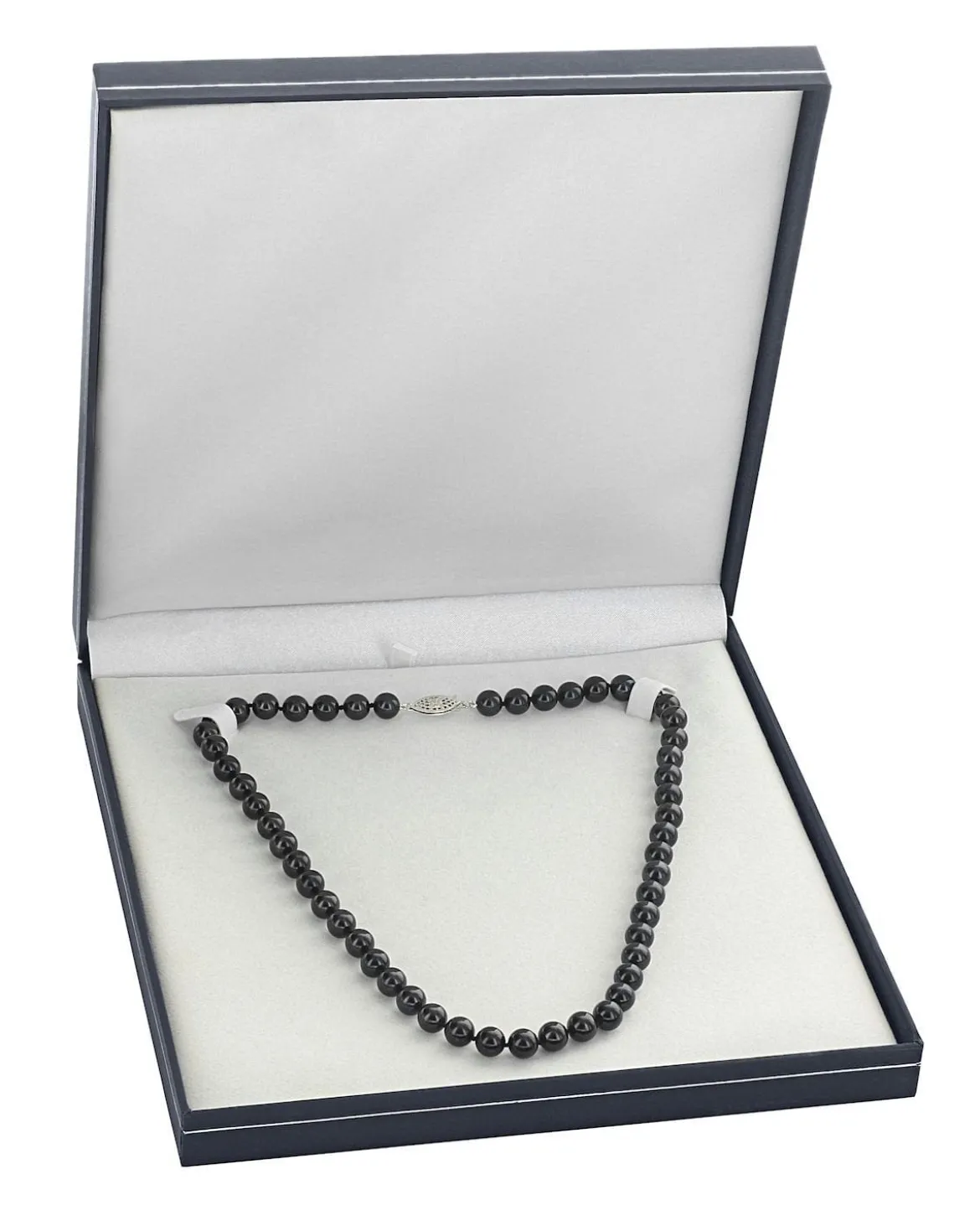 Black Japanese Akoya Pearl Necklace, 5.5-6.0mm - AAA Quality
