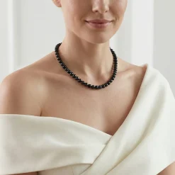 Black Japanese Akoya Pearl Necklace, 6.5-7.0mm - AAA Quality