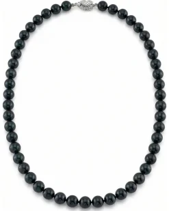Black Japanese Akoya Pearl Necklace, 7.5-8.0mm - AAA Quality