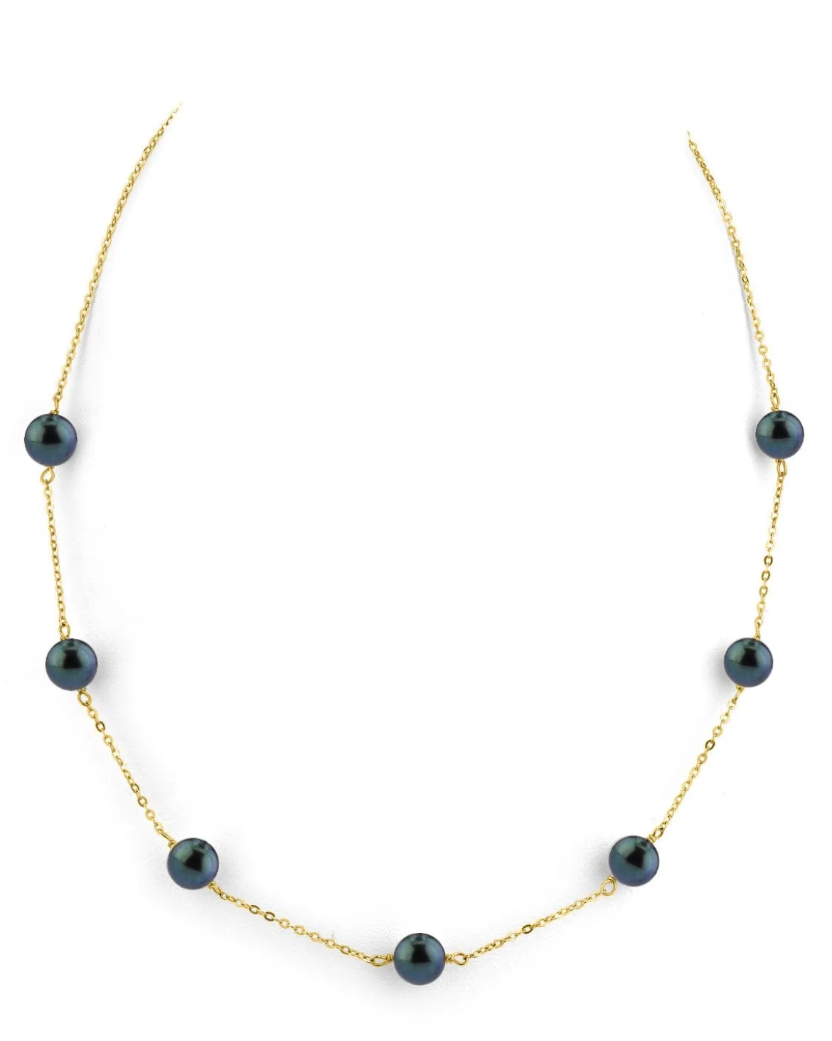 Black Japanese Akoya Pearl Tin Cup Necklace