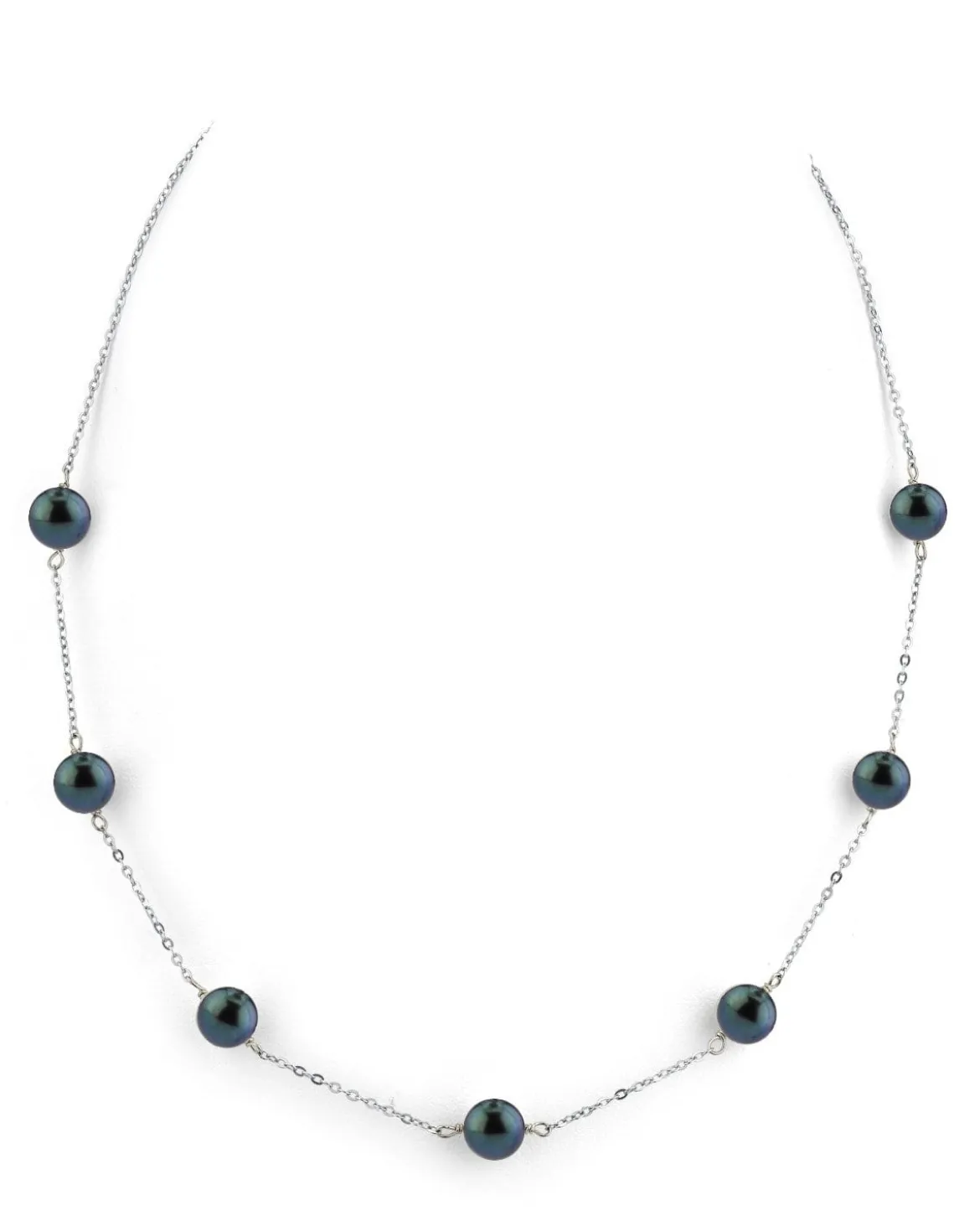 Black Japanese Akoya Pearl Tin Cup Necklace