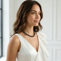 Black Japanese Akoya Pearl Necklace, 7.0-7.5mm - AA+ Quality