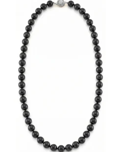 Black Japanese Akoya Pearl Necklace, 8.5-9.0mm - AA+ Quality
