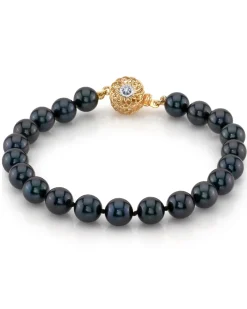 Black Japanese Akoya Pearl Bracelet, 7.0-7.5mm
