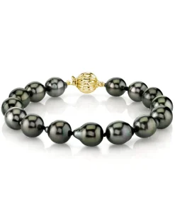 Black Tahitian Drop-Shape Pearl Bracelet - AAA Quality - Choose Size