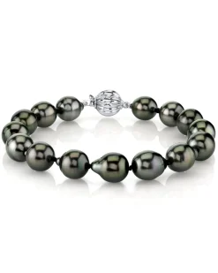 Black Tahitian Drop-Shape Pearl Bracelet - AAA Quality - Choose Size