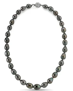 Black Tahitian Drop-Shape Pearl Necklace, 8.0-10.0mm - AAAA Quality