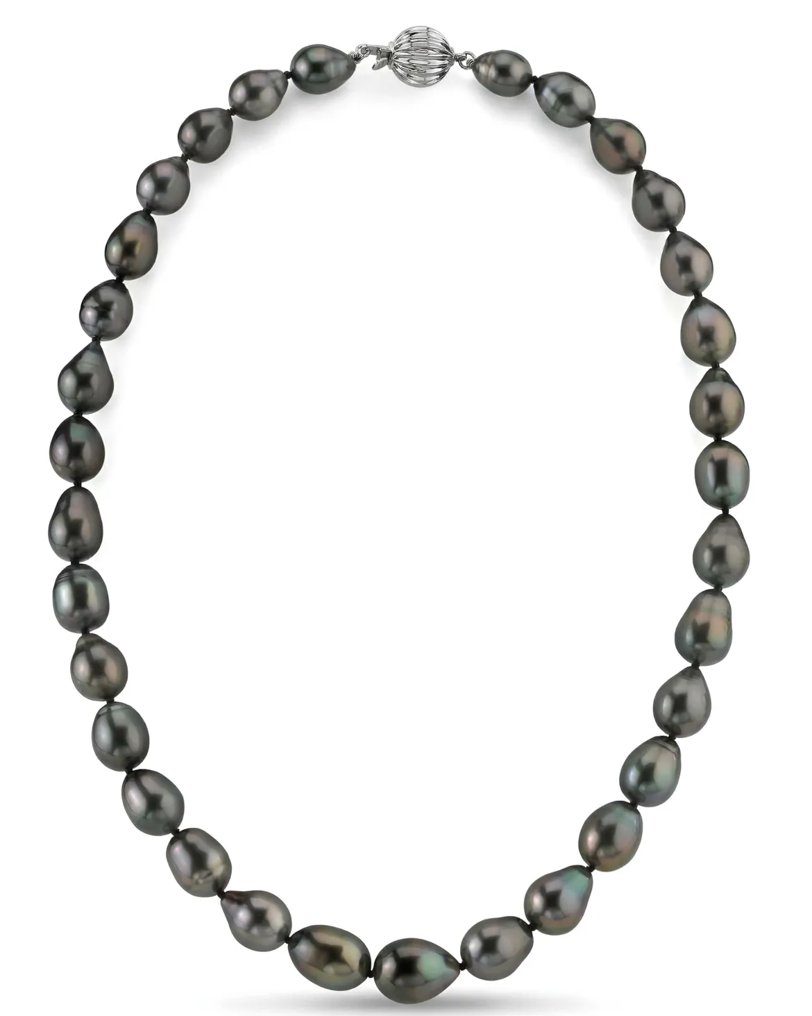 Black Tahitian Drop-Shape Pearl Necklace, 8.0-10.0mm - AAAA Quality
