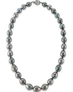 Black Tahitian Drop-Shape Pearl Necklace, 9.0-11.0mm - AAAA Quality