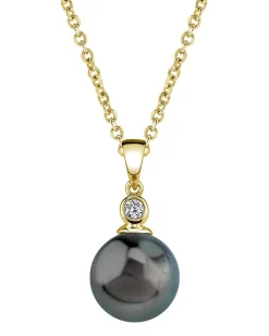 Black Tahitian Pearl & Diamond Bezel Pendant