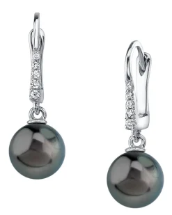 Black Tahitian Pearl & Diamond Equinox Dangle Earrings