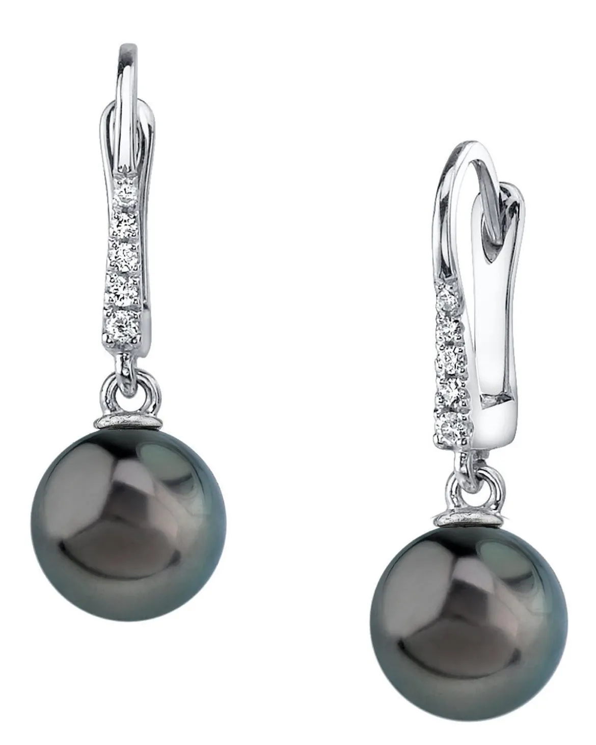 Black Tahitian Pearl & Diamond Equinox Dangle Earrings