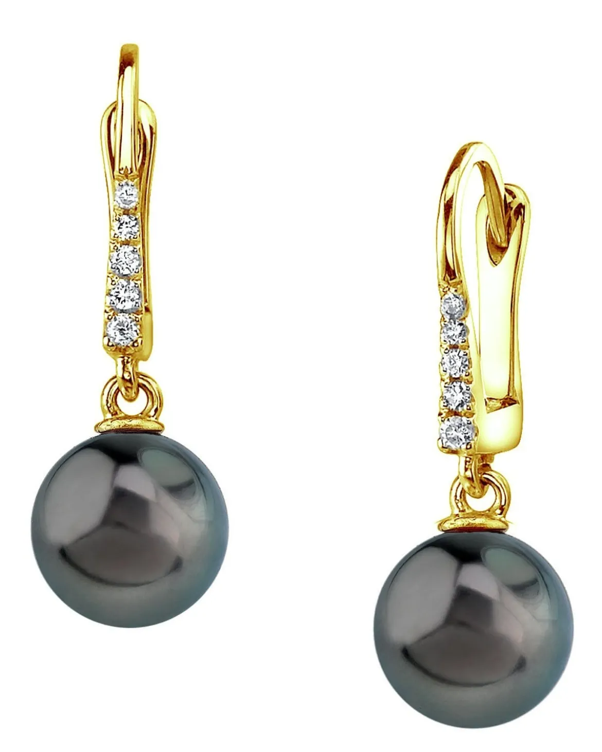 Black Tahitian Pearl & Diamond Equinox Dangle Earrings