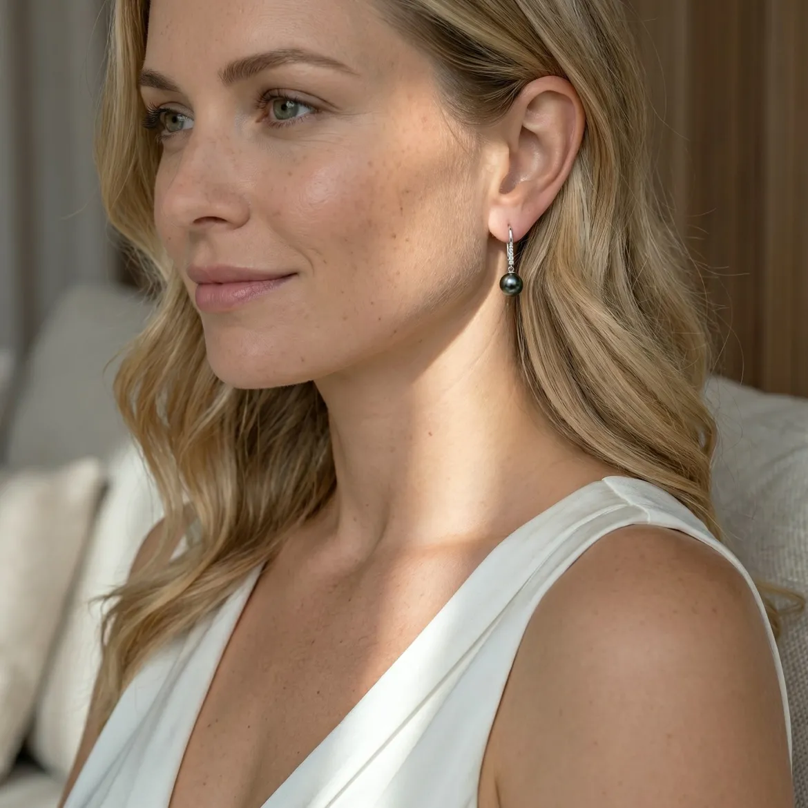 Black Tahitian Pearl & Diamond Equinox Dangle Earrings