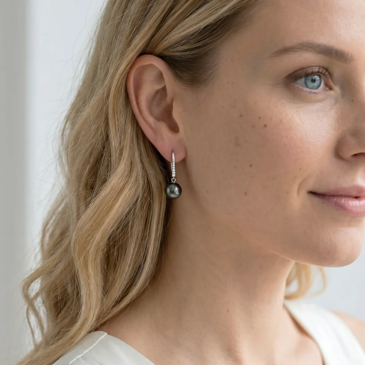 Black Tahitian Pearl & Diamond Equinox Dangle Earrings