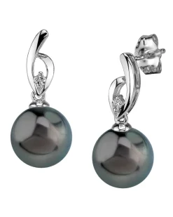 Black Tahitian Pearl & Diamond Asterie Earrings