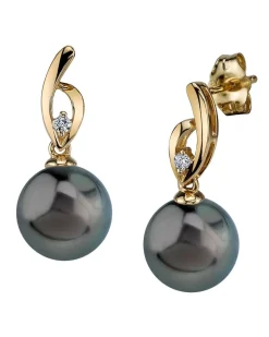 Black Tahitian Pearl & Diamond Asterie Earrings