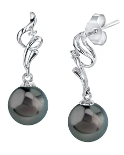 Black Tahitian Pearl & Diamond Aria Dangle Earrings