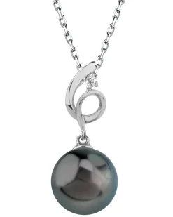 Black Tahitian Pearl & Diamond Pirouette Pendant