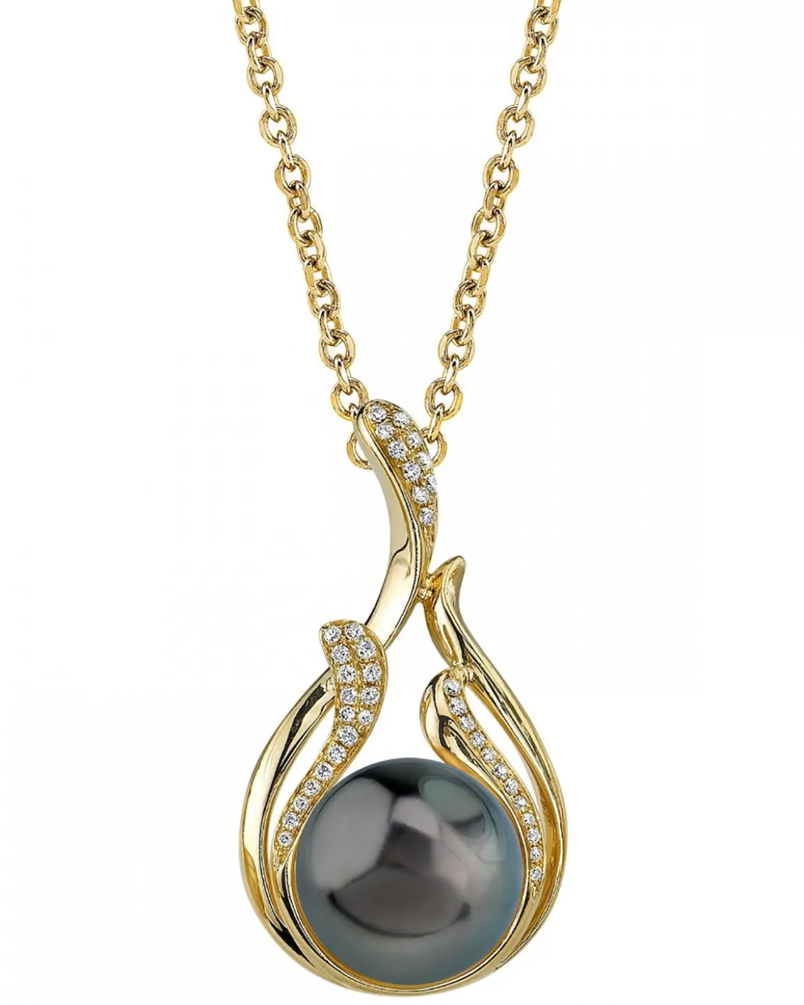 Black Tahitian Pearl & Diamond Wildfire Pendant