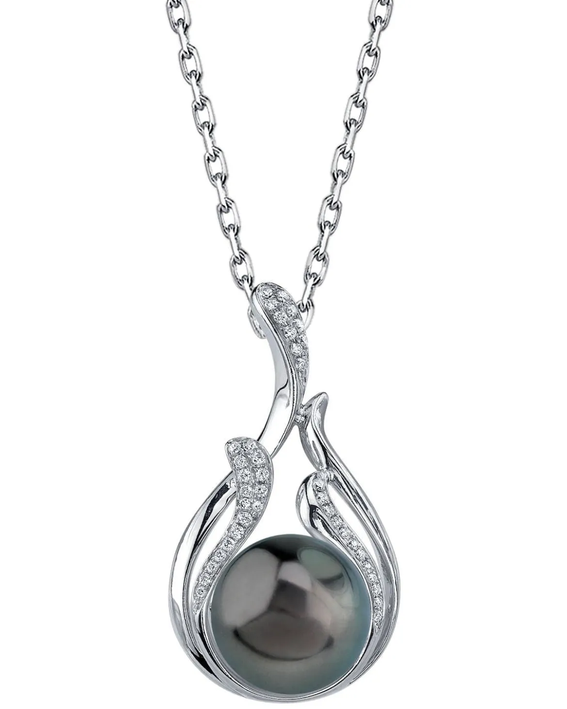 Black Tahitian Pearl & Diamond Wildfire Pendant