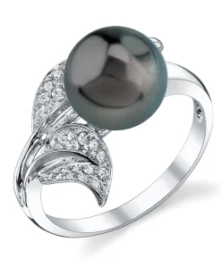 Black Tahitian Pearl & Diamond Hazakura Ring