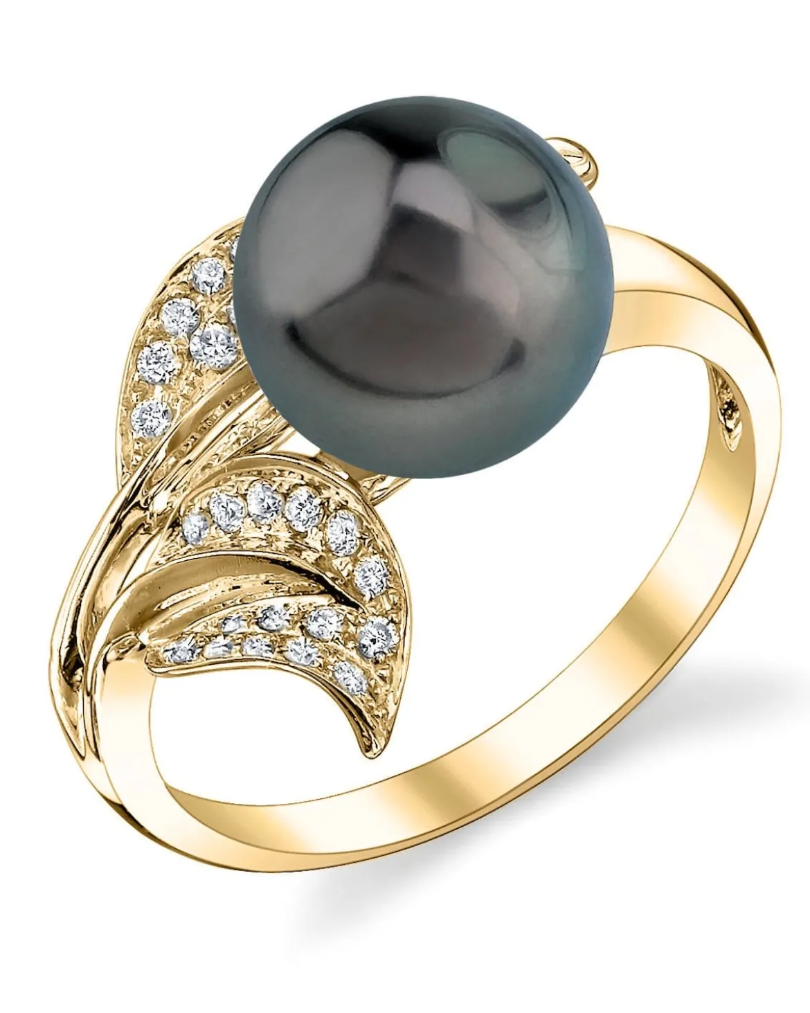 Black Tahitian Pearl & Diamond Hazakura Ring