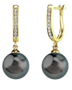 Black Tahitian Pearl & Diamond Captivate Dangle Earrings