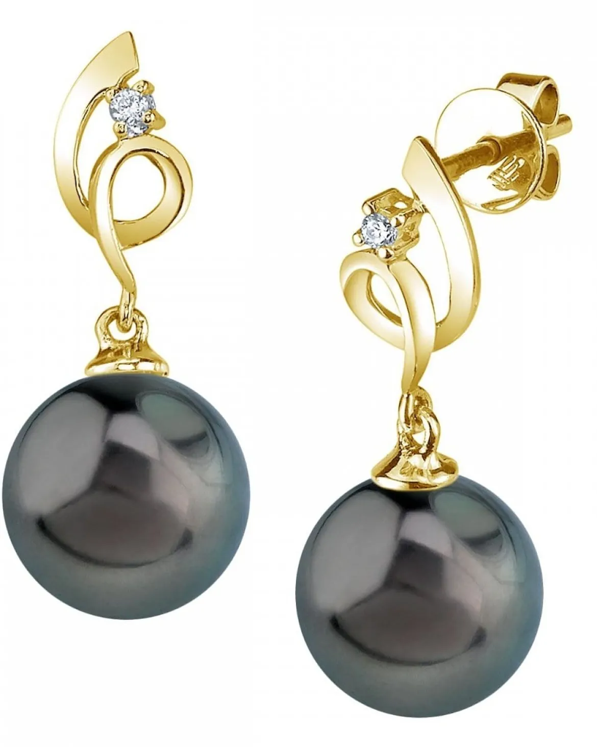 Black Tahitian Pearl & Diamond Pirouette Earrings