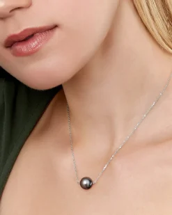 Black Tahitian Pearl Floating Solitaire Pendant