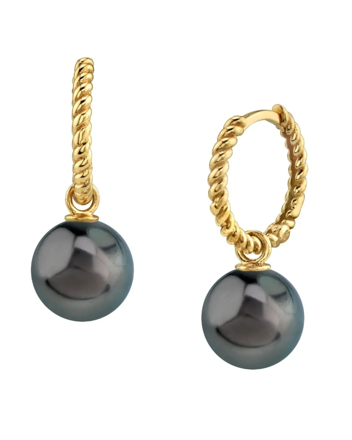Black Tahitian Pearl Lyra Dangle Earrings