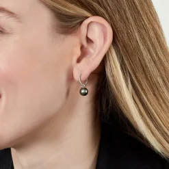 Black Tahitian Pearl Lyra Dangle Earrings