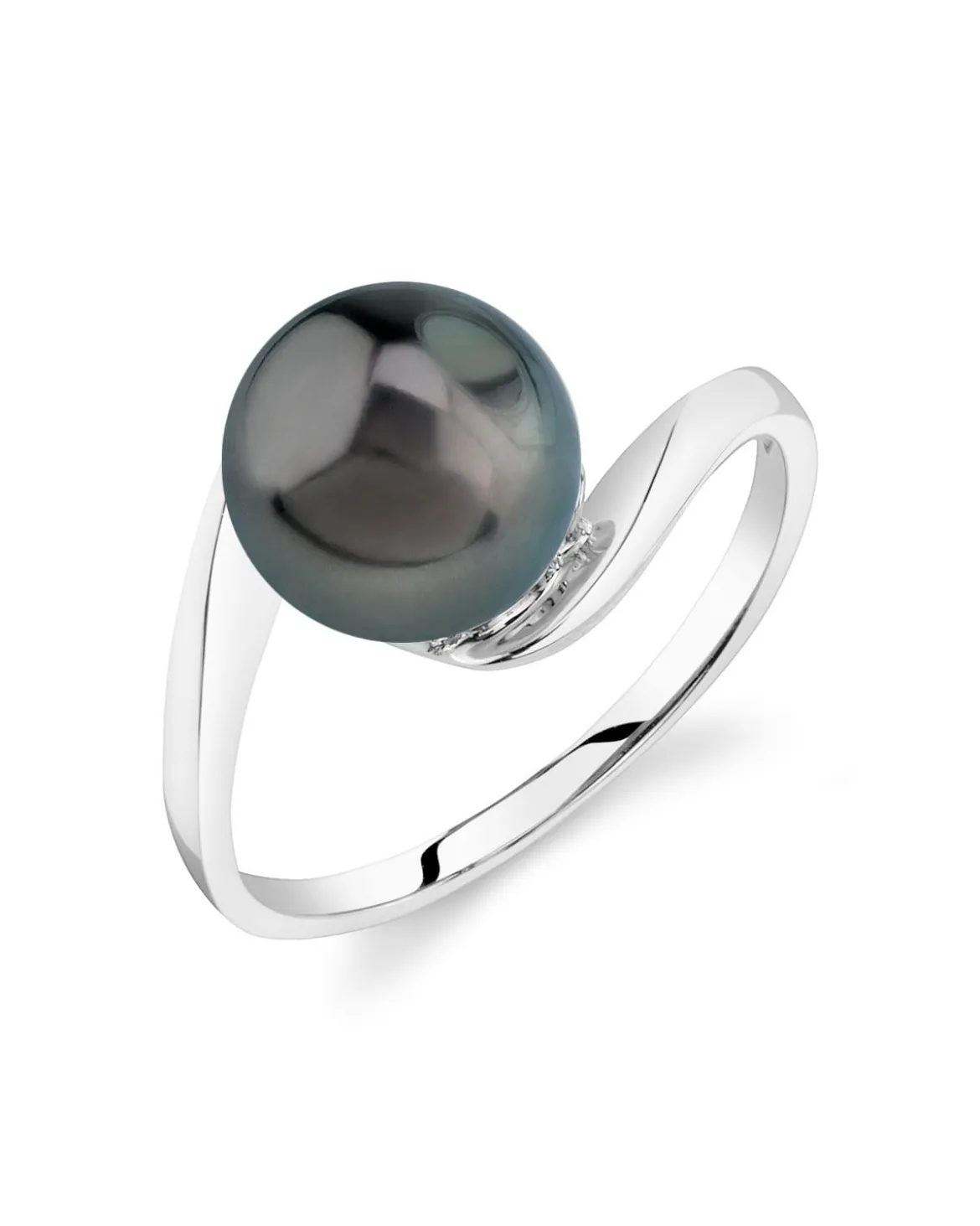 Black Tahitian Pearl River Solitaire Ring