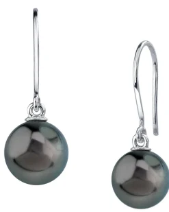 Black Tahitian Pearl Sheperd Hook Dangle Earrings