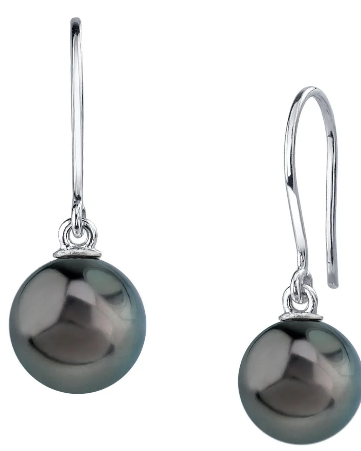 Black Tahitian Pearl Sheperd Hook Dangle Earrings