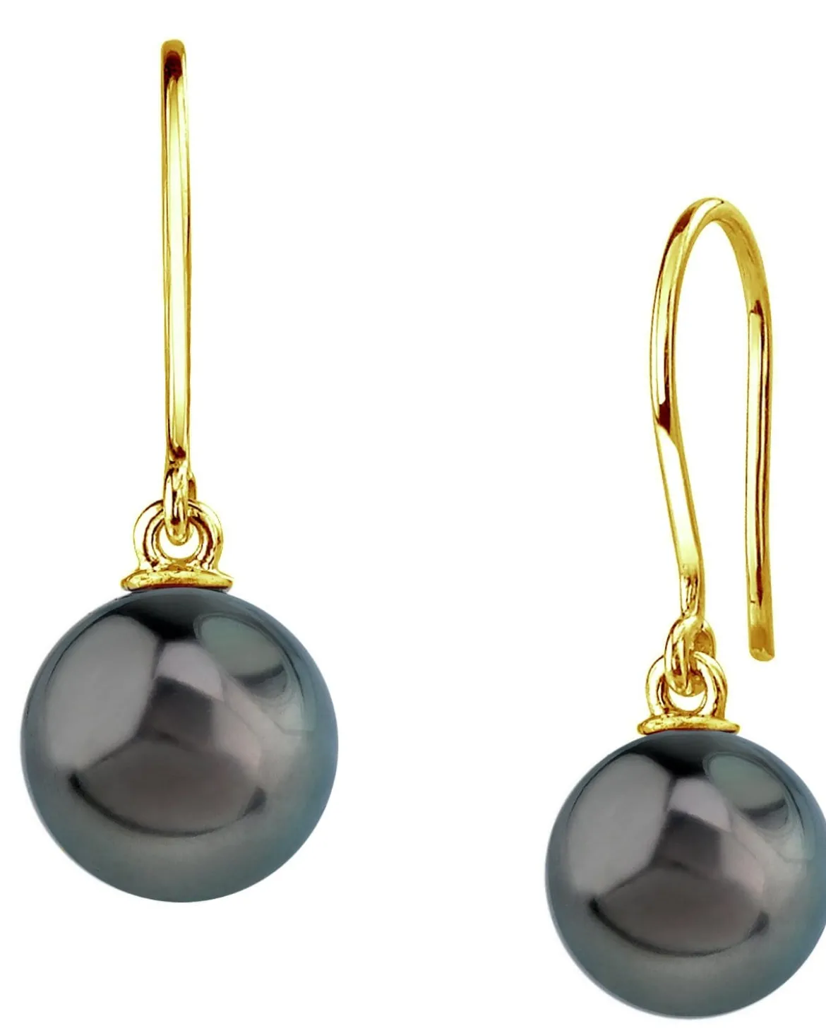 Black Tahitian Pearl Sheperd Hook Dangle Earrings