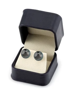 Black Tahitian Pearl Stud Earrings, 12.0-13.0mm