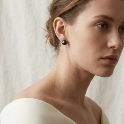 Black Tahitian Pearl Stud Earrings, 12.0-13.0mm