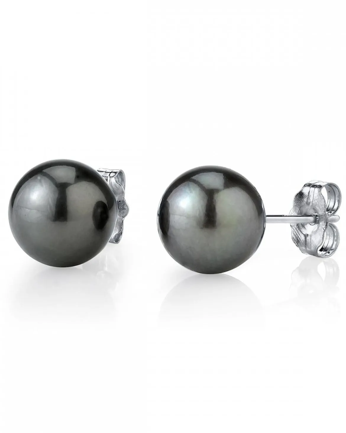 Black Tahitian Pearl Stud Earrings, 10.0-11.0mm